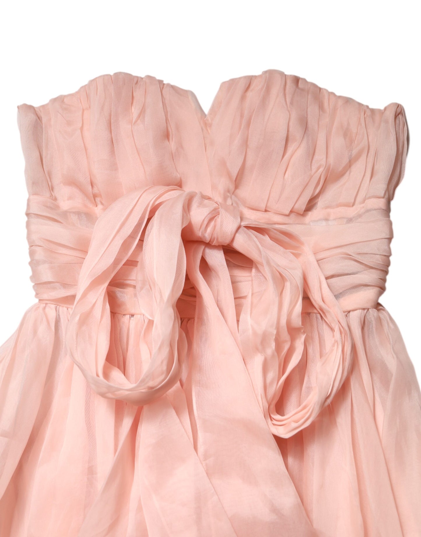 Rosa A-Linien-Midikleid aus Seidenchiffon mit Plissee