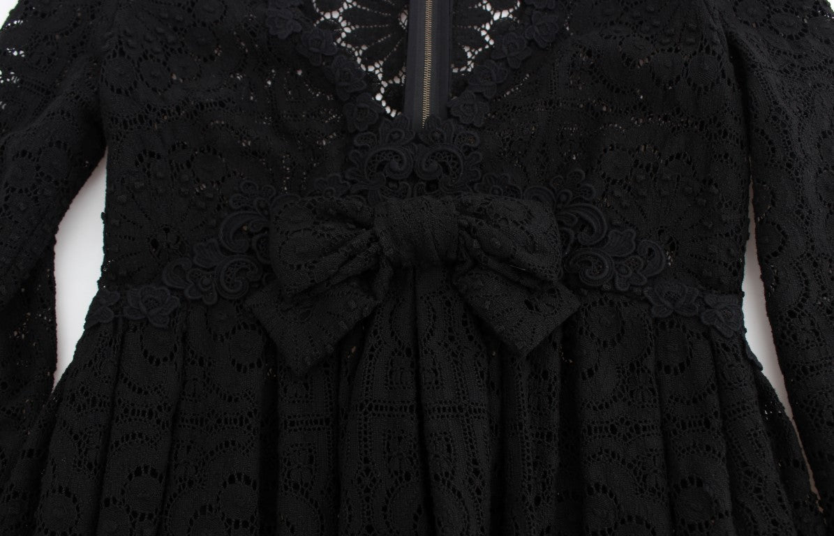 Schwarzes, gestricktes Maxikleid von Ricamo in voller Länge