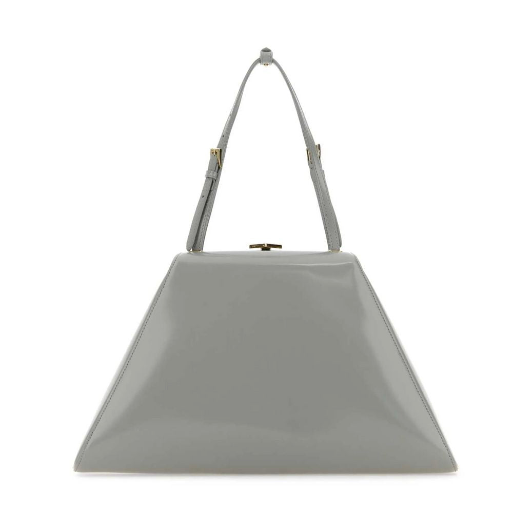 Graue Lederhandtasche