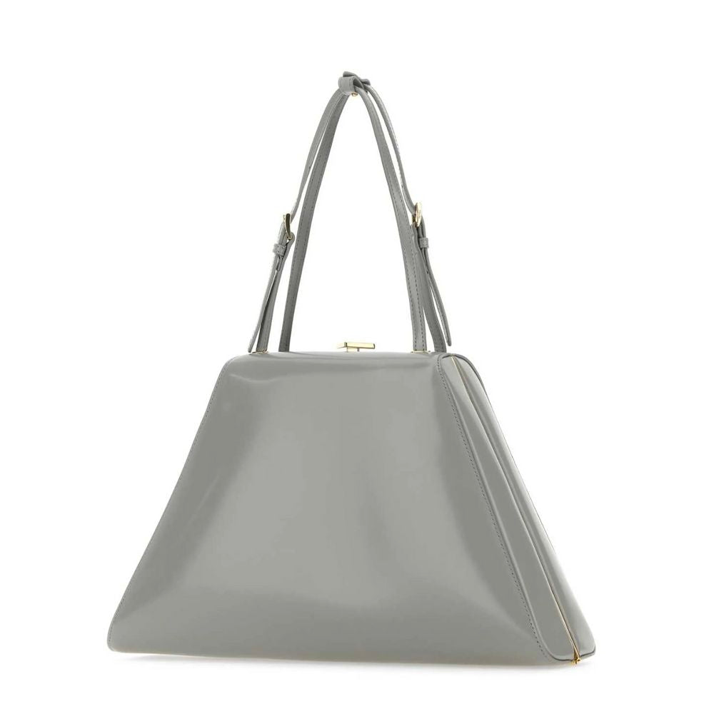 Graue Lederhandtasche