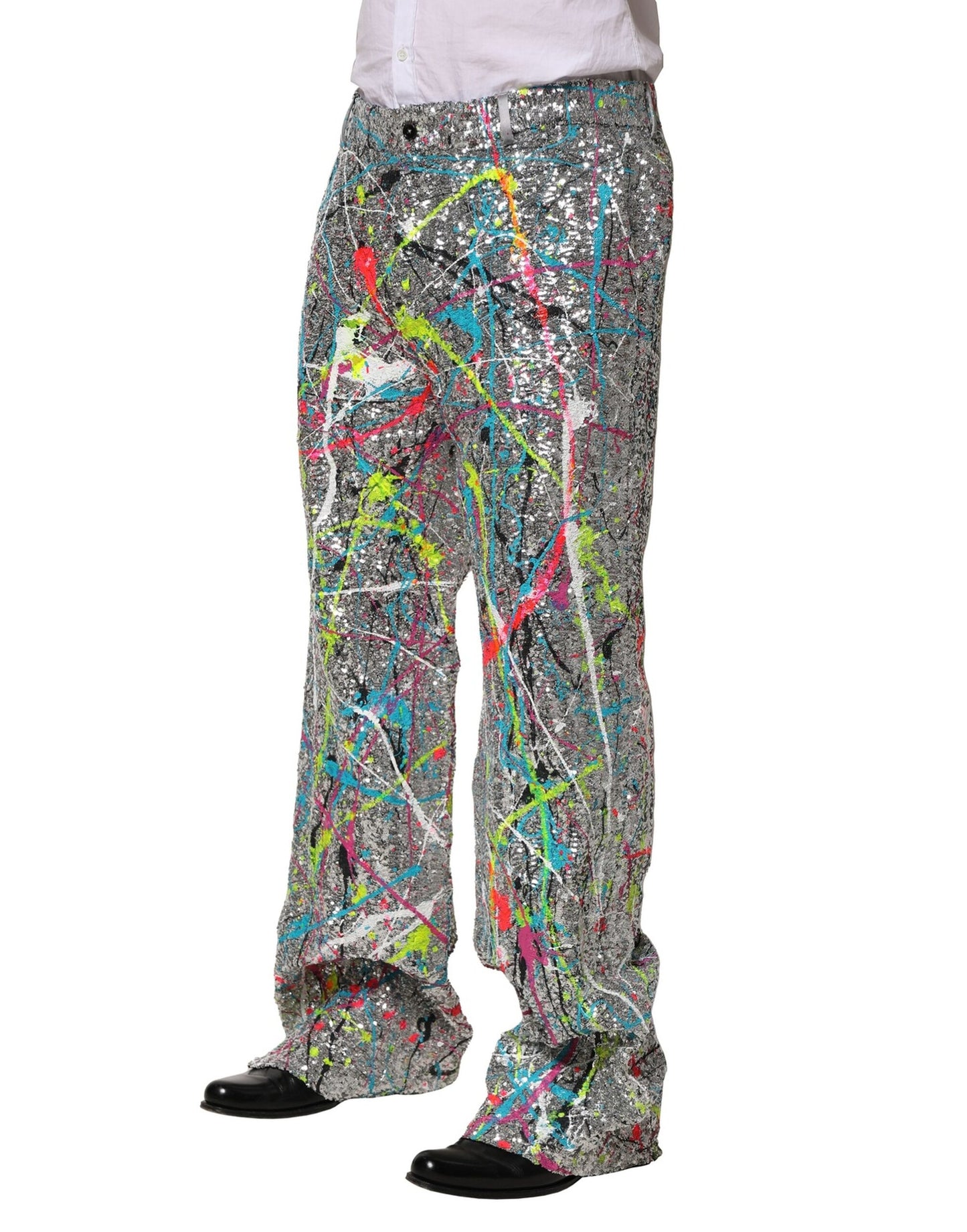Mehrfarbige Hose mit Paillettenverzierung