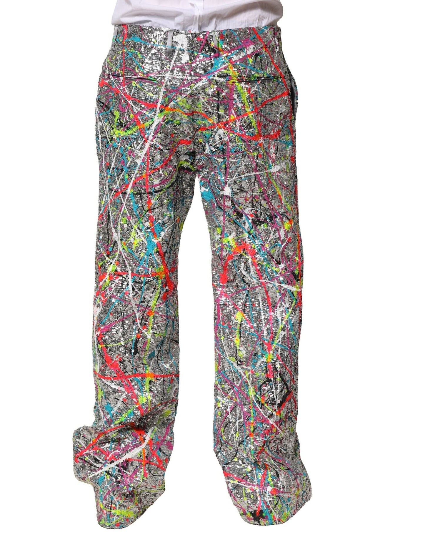 Mehrfarbige Hose mit Paillettenverzierung