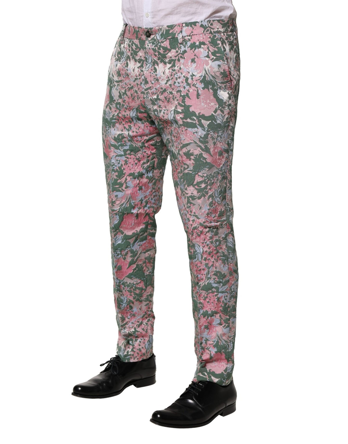 Mehrfarbige Jacquardhose mit Blumenmuster