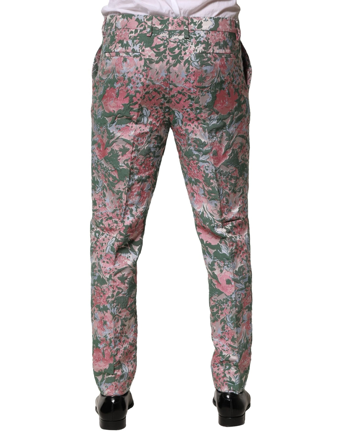 Mehrfarbige Jacquardhose mit Blumenmuster