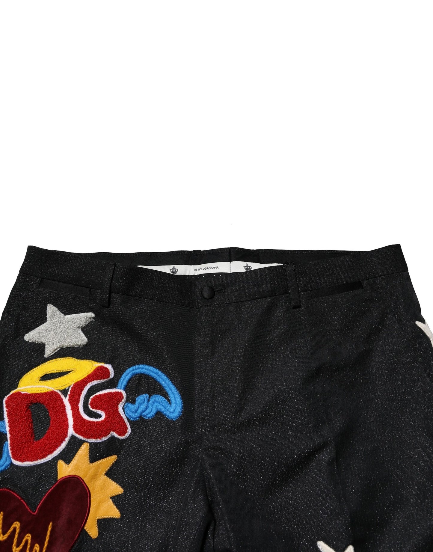 Schwarze Herrenhose mit Grafikstickerei