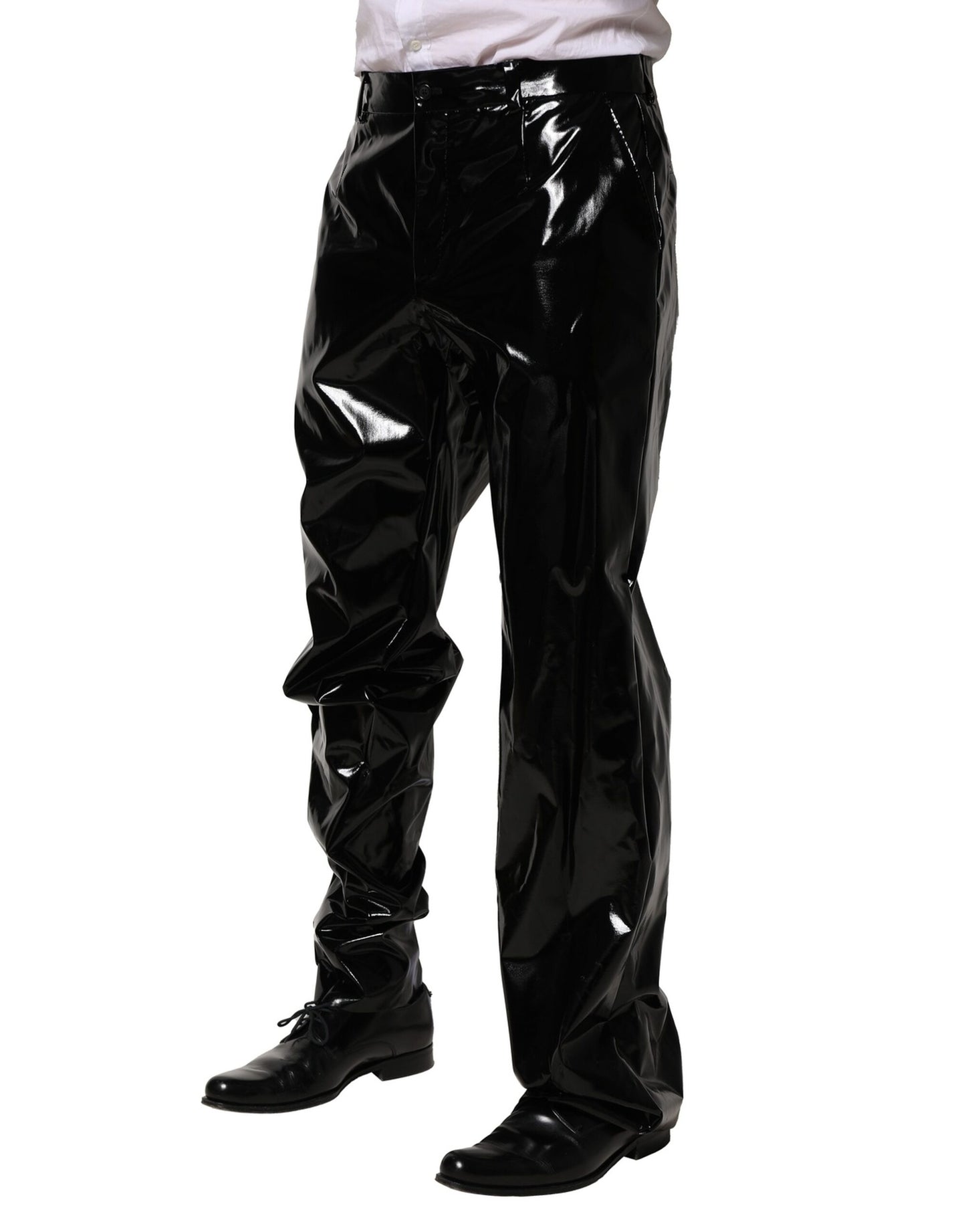 Schwarze Nylon Straight Herrenhose