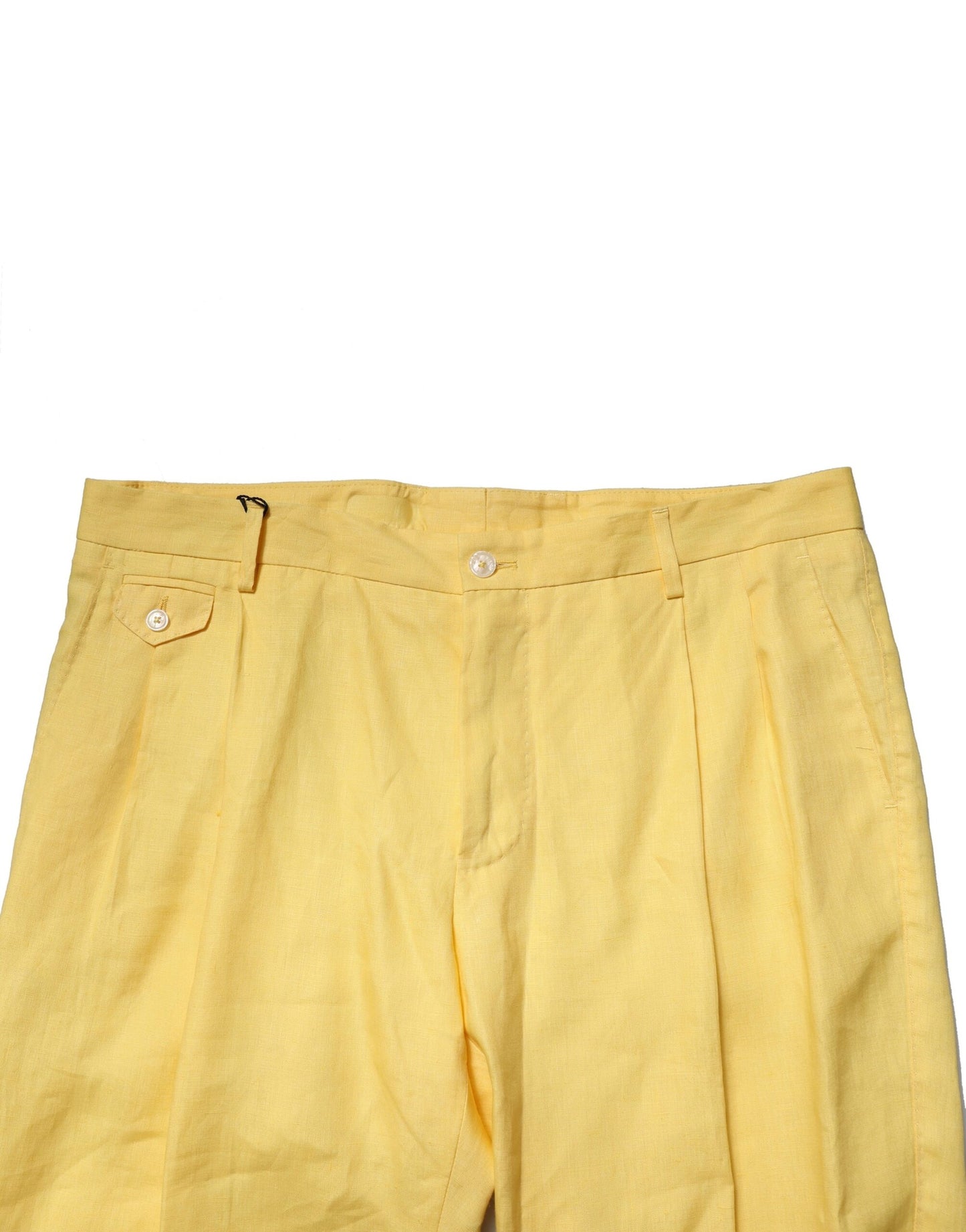 Gelbe, konisch zulaufende Leinenhose für Herren