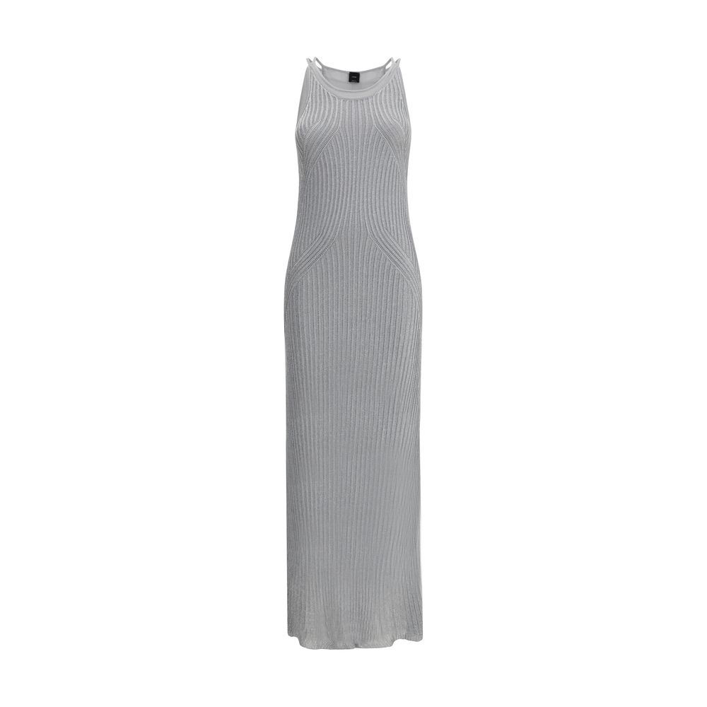 Langes Kleid aus Metallic-Strick