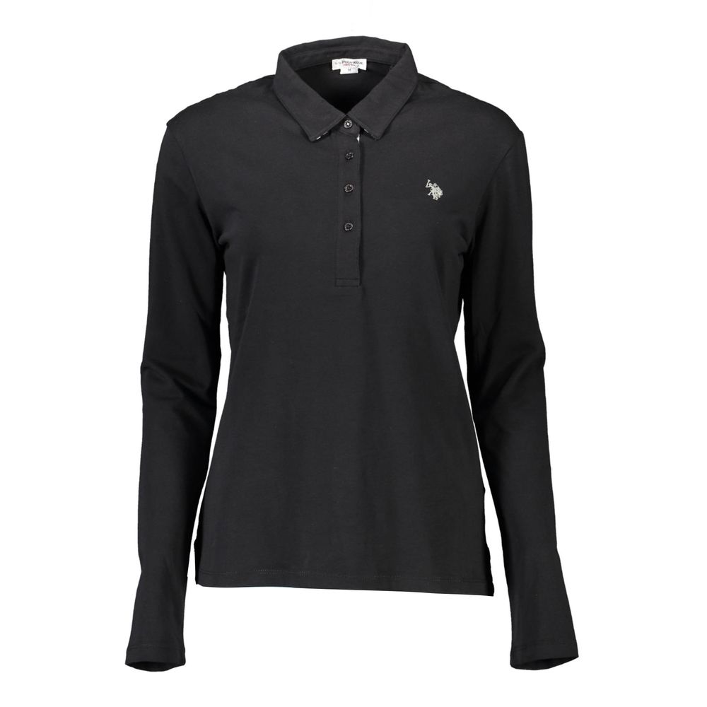 Schwarzes Damen-Poloshirt aus Baumwolle