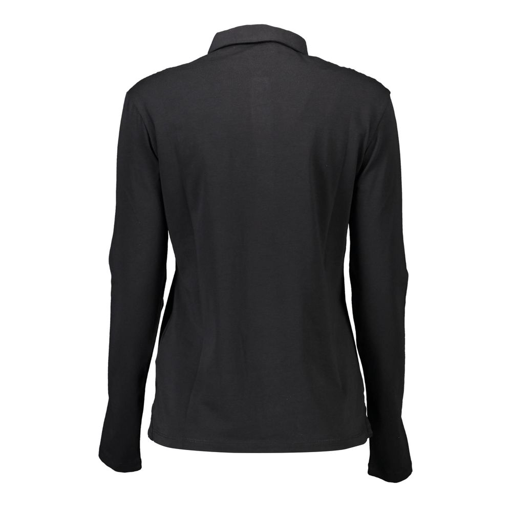 Schwarzes Damen-Poloshirt aus Baumwolle