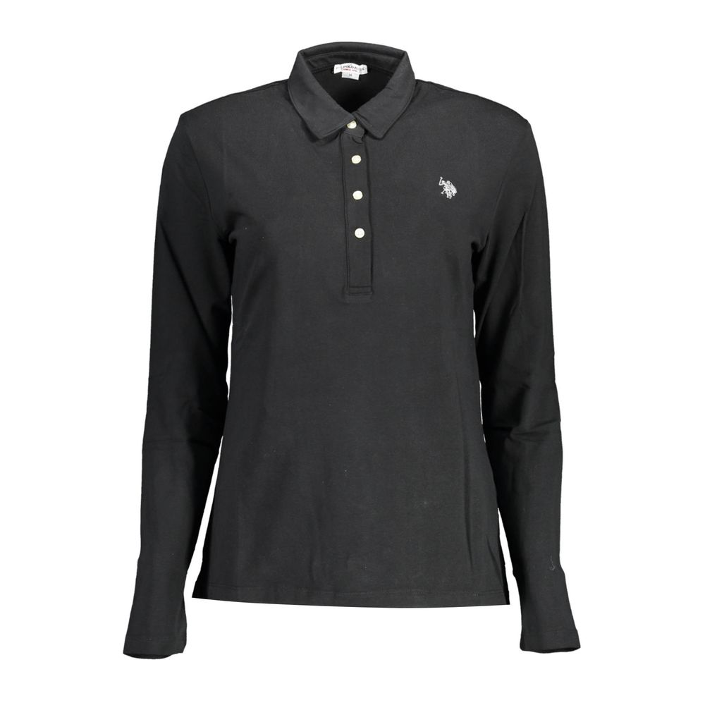 Schwarzes Damen-Poloshirt aus Baumwolle