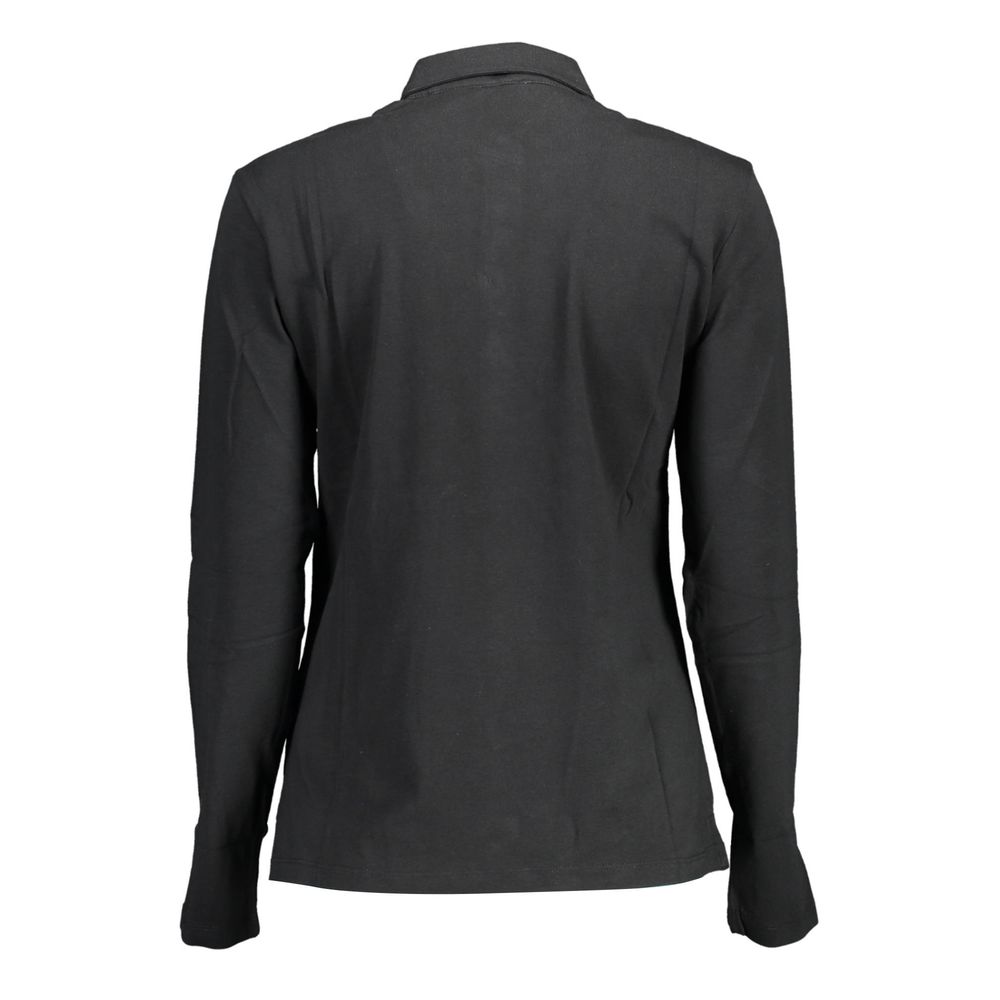 Schwarzes Damen-Poloshirt aus Baumwolle