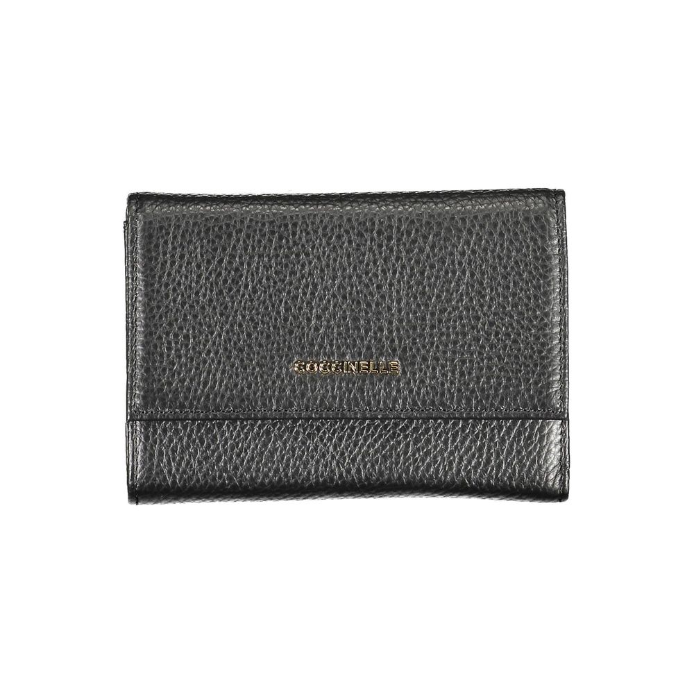Schwarzes Leder Damen Portemonnaie