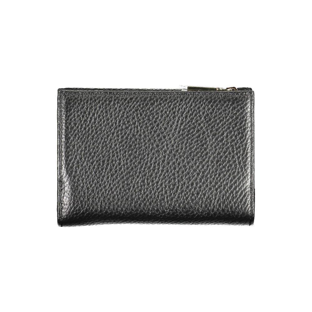 Schwarzes Leder Damen Portemonnaie