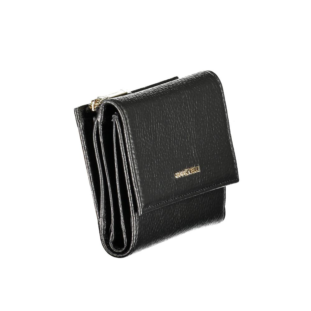 Schwarzes Leder Damen Portemonnaie