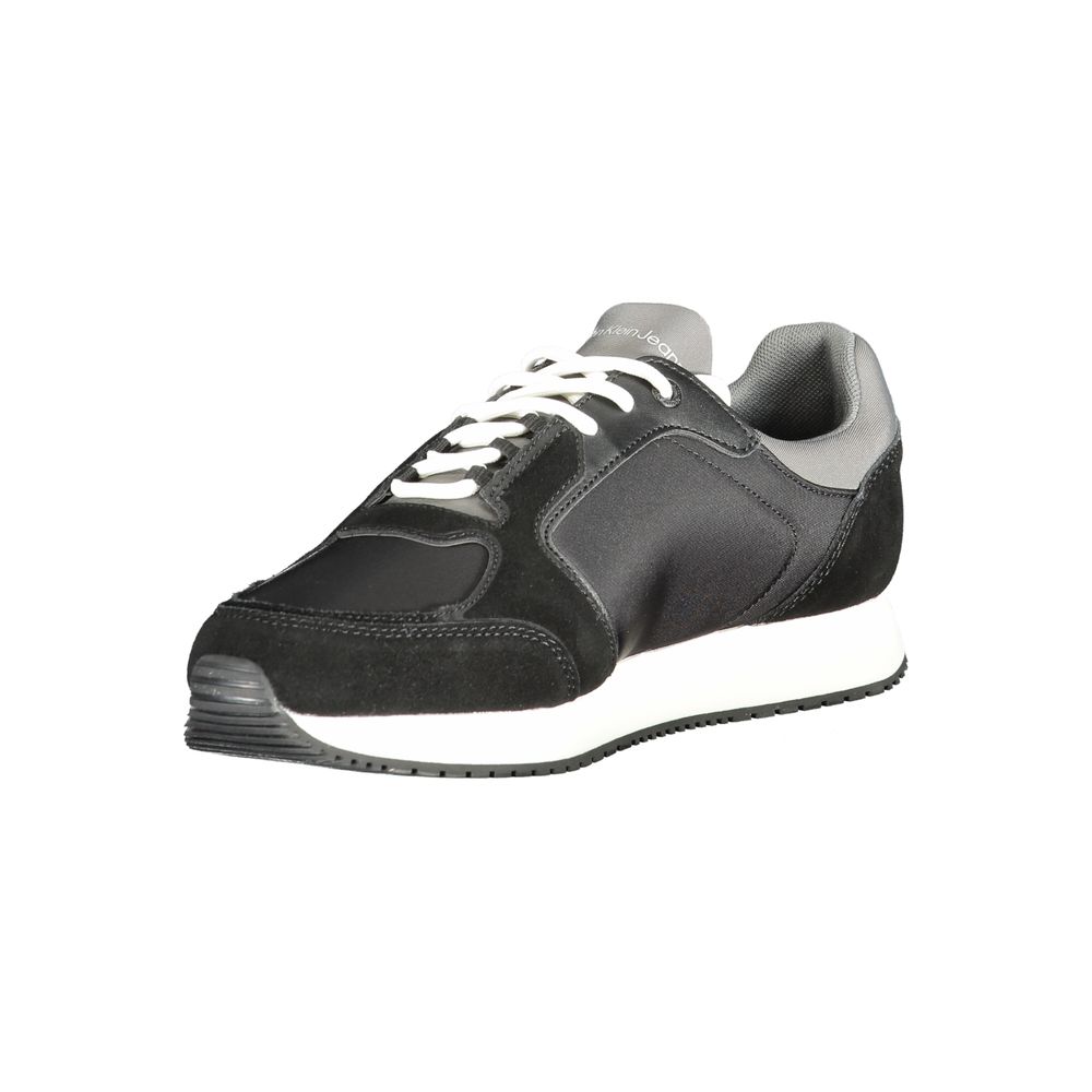 Schwarze Leder Herren Sneaker