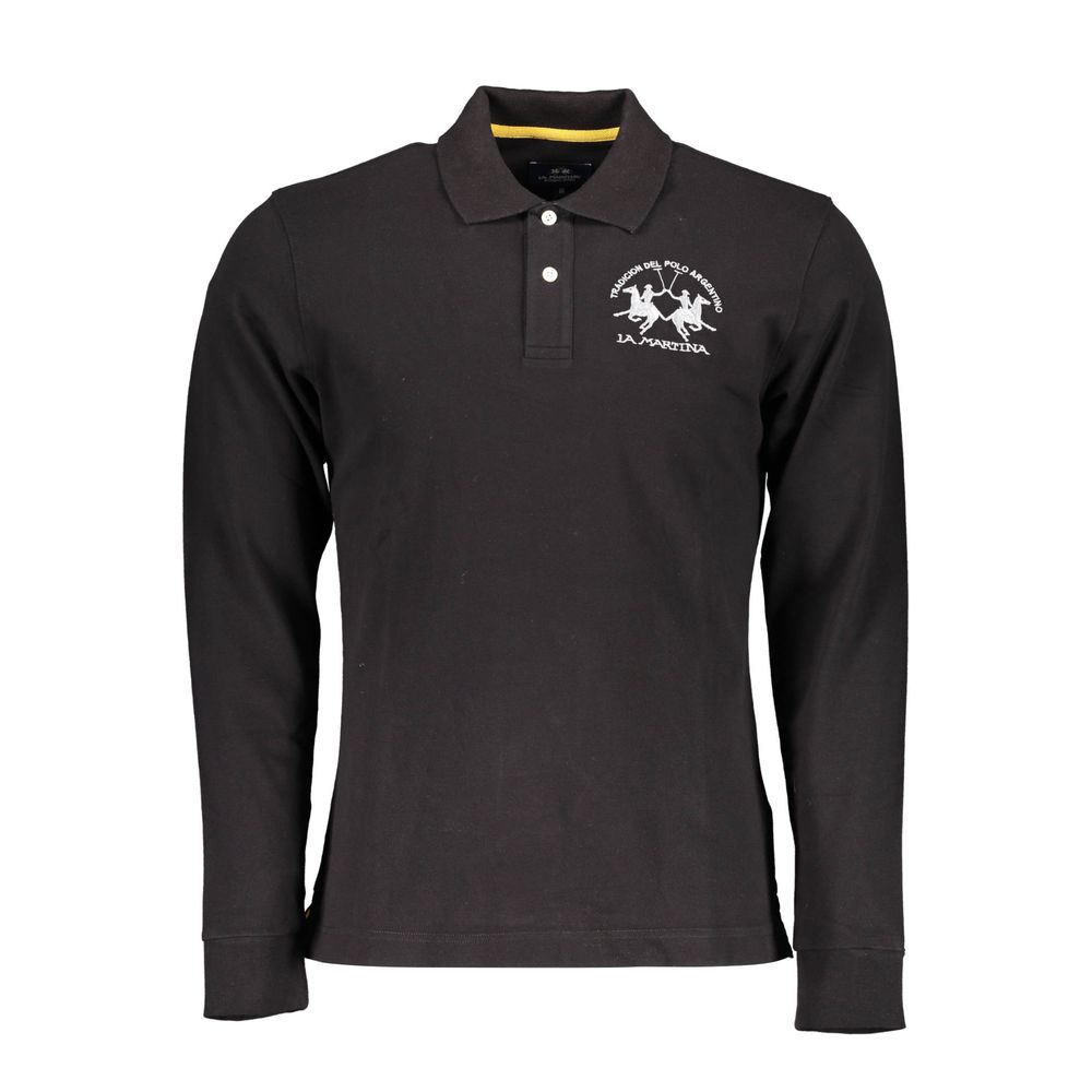 Elegantes langärmliges schwarzes Polo für Herren