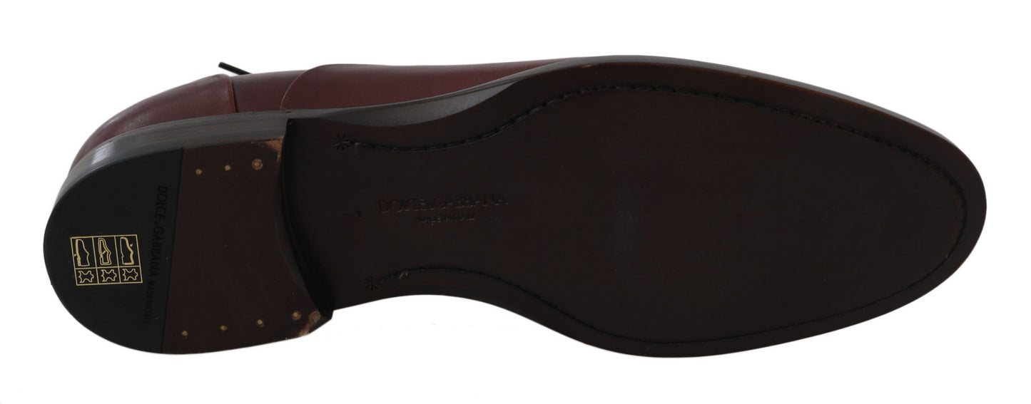 Derby-Schuhe aus rotem, bordeauxrotem Leder
