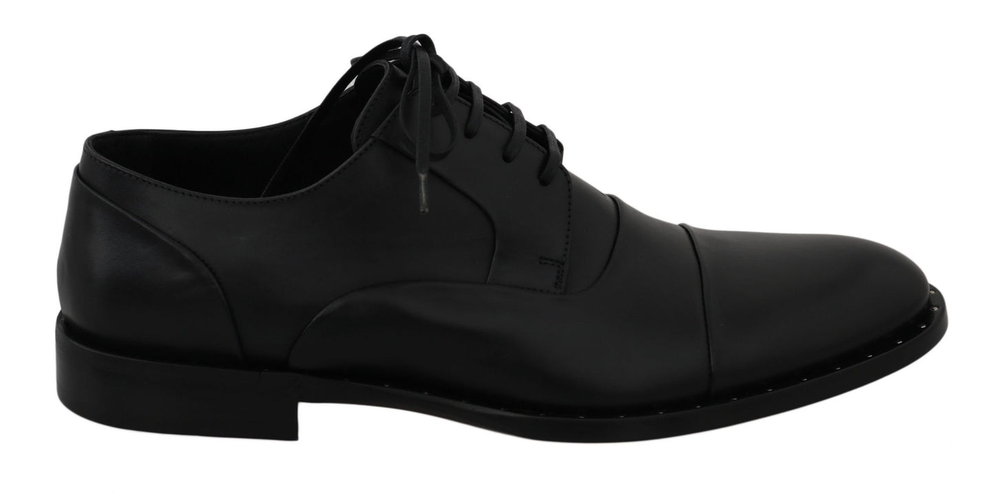 Schwarze Derby-Schuhe aus Leder