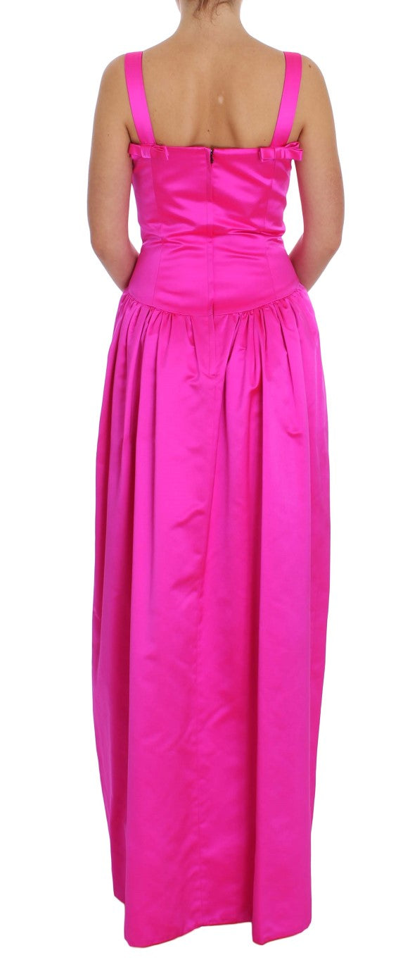 Rosa langes Etui-Ballkleid aus Seide