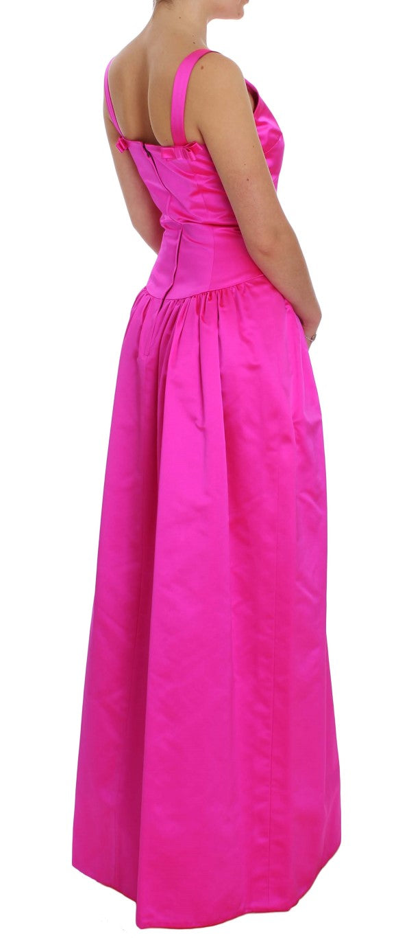 Rosa langes Etui-Ballkleid aus Seide