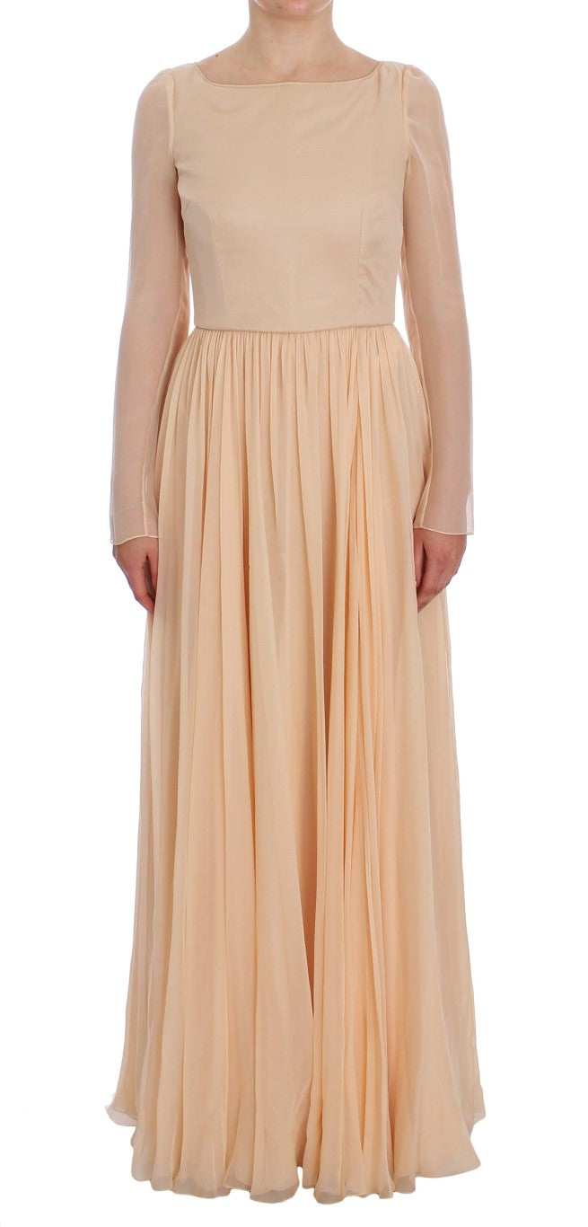 Beiges Ballkleid aus Seide in voller Länge