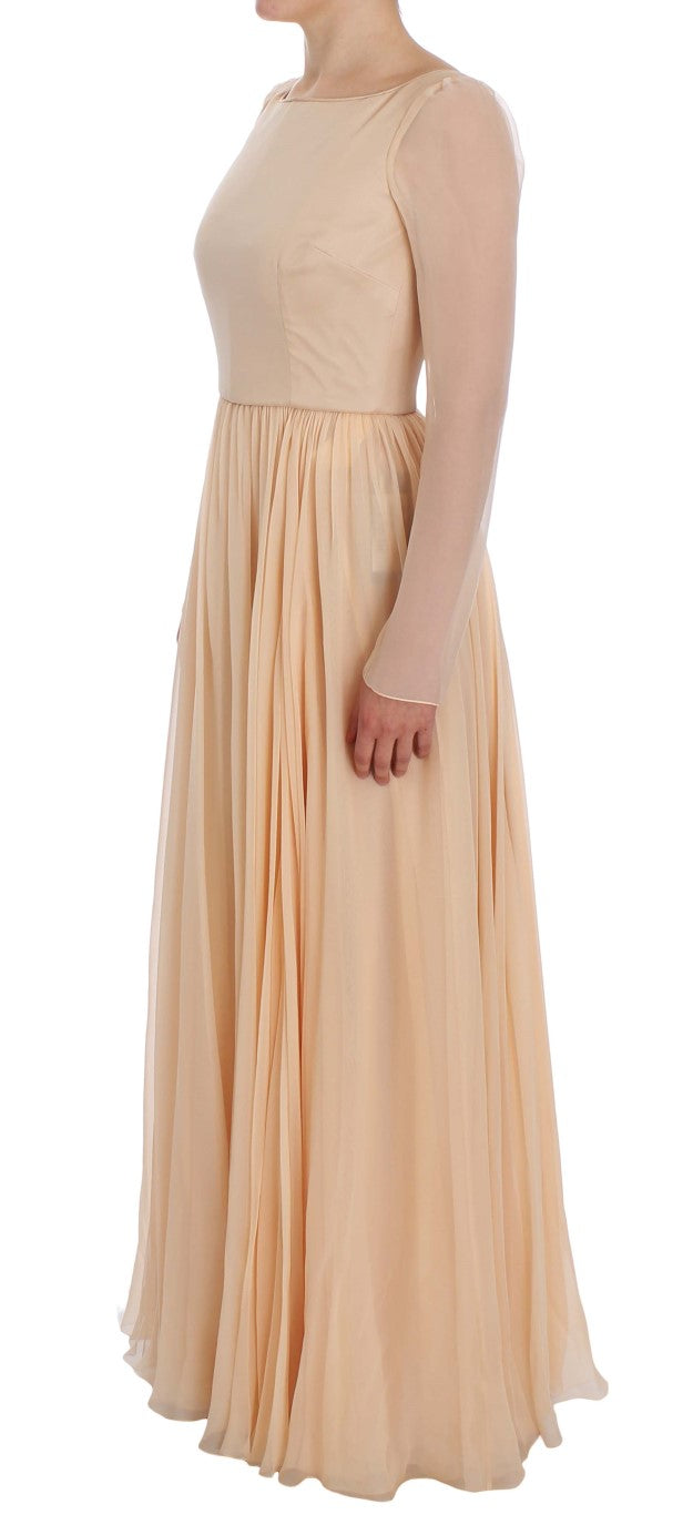 Beiges Ballkleid aus Seide in voller Länge