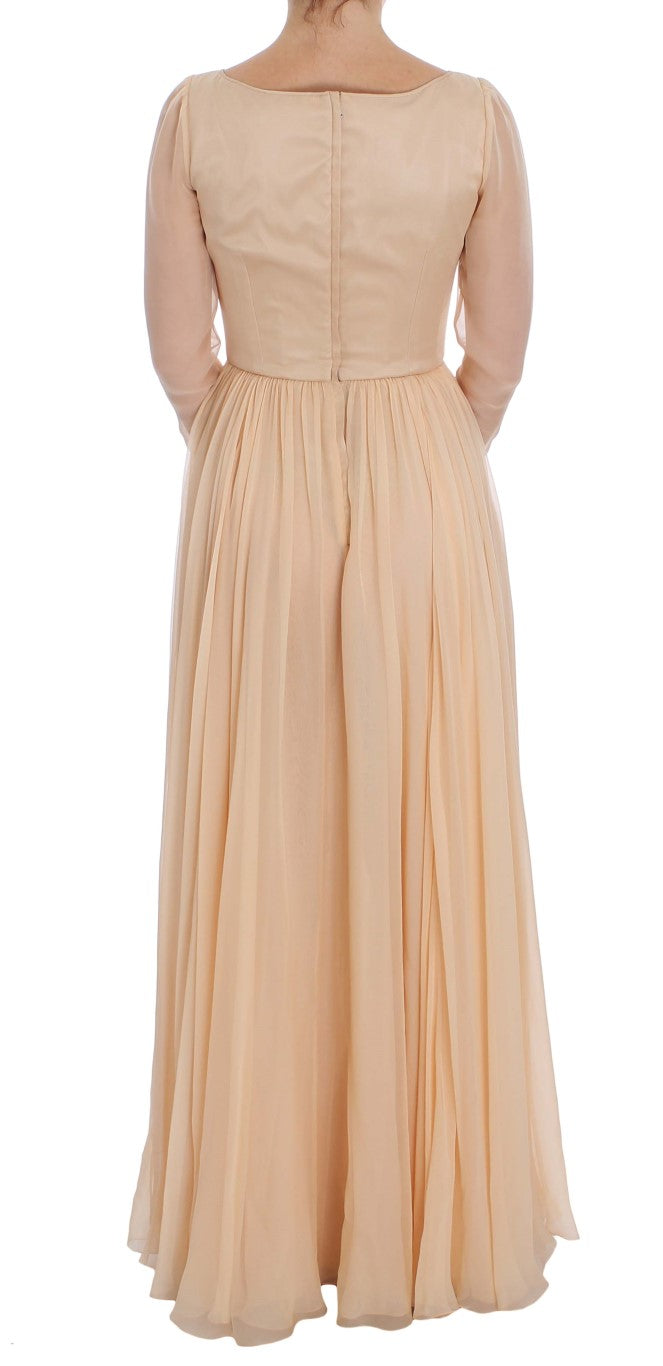 Beiges Ballkleid aus Seide in voller Länge