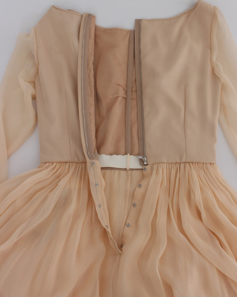 Beiges Ballkleid aus Seide in voller Länge