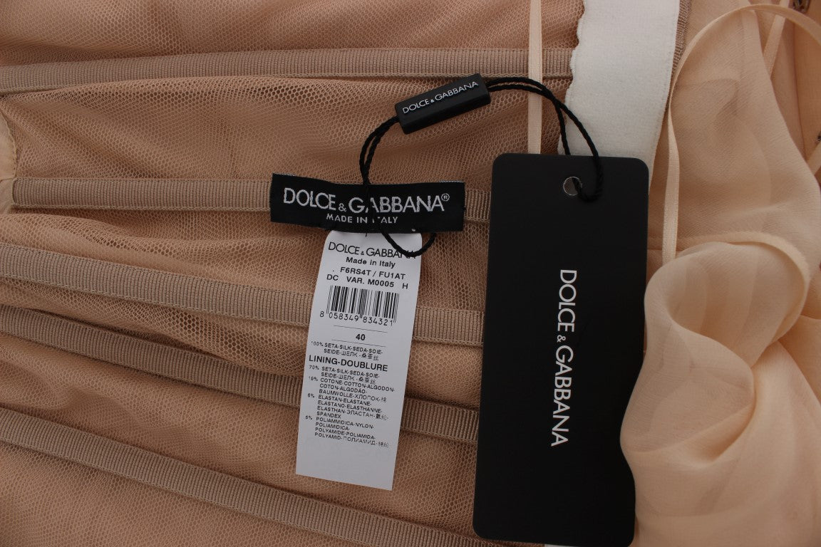 Beiges Ballkleid aus Seide in voller Länge