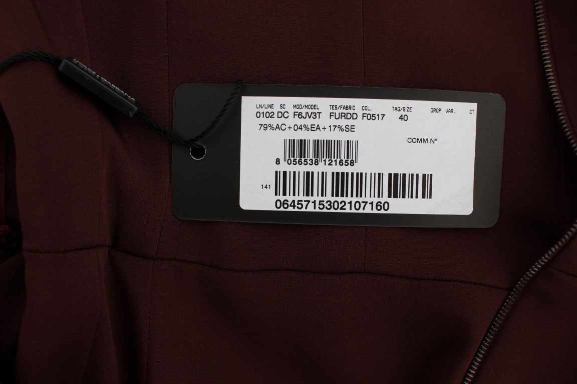 Bordeauxfarbenes, bodenlanges Stretch-Etuikleid