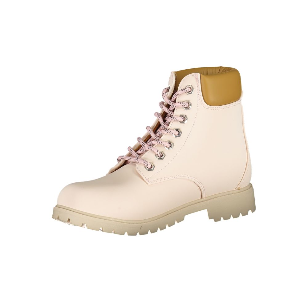 Pink Polyester Women Boot