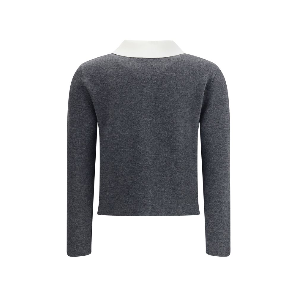 Strickjacke mit Kontrastkragen