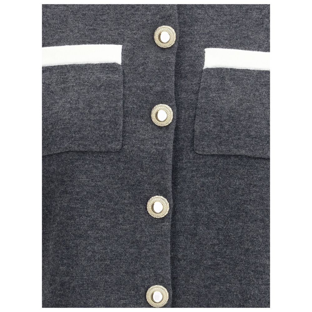 Strickjacke mit Kontrastkragen