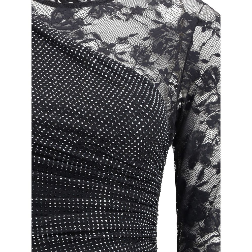 Langes Kleid aus Spitze und Strass