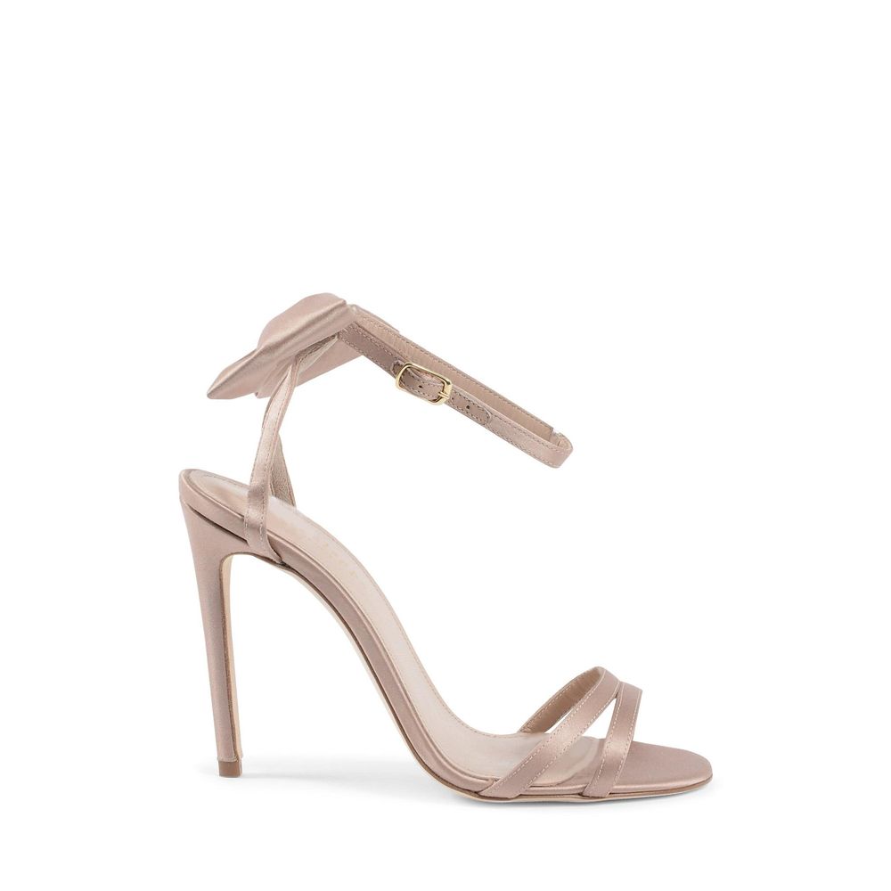 Beige Satin-Sandale