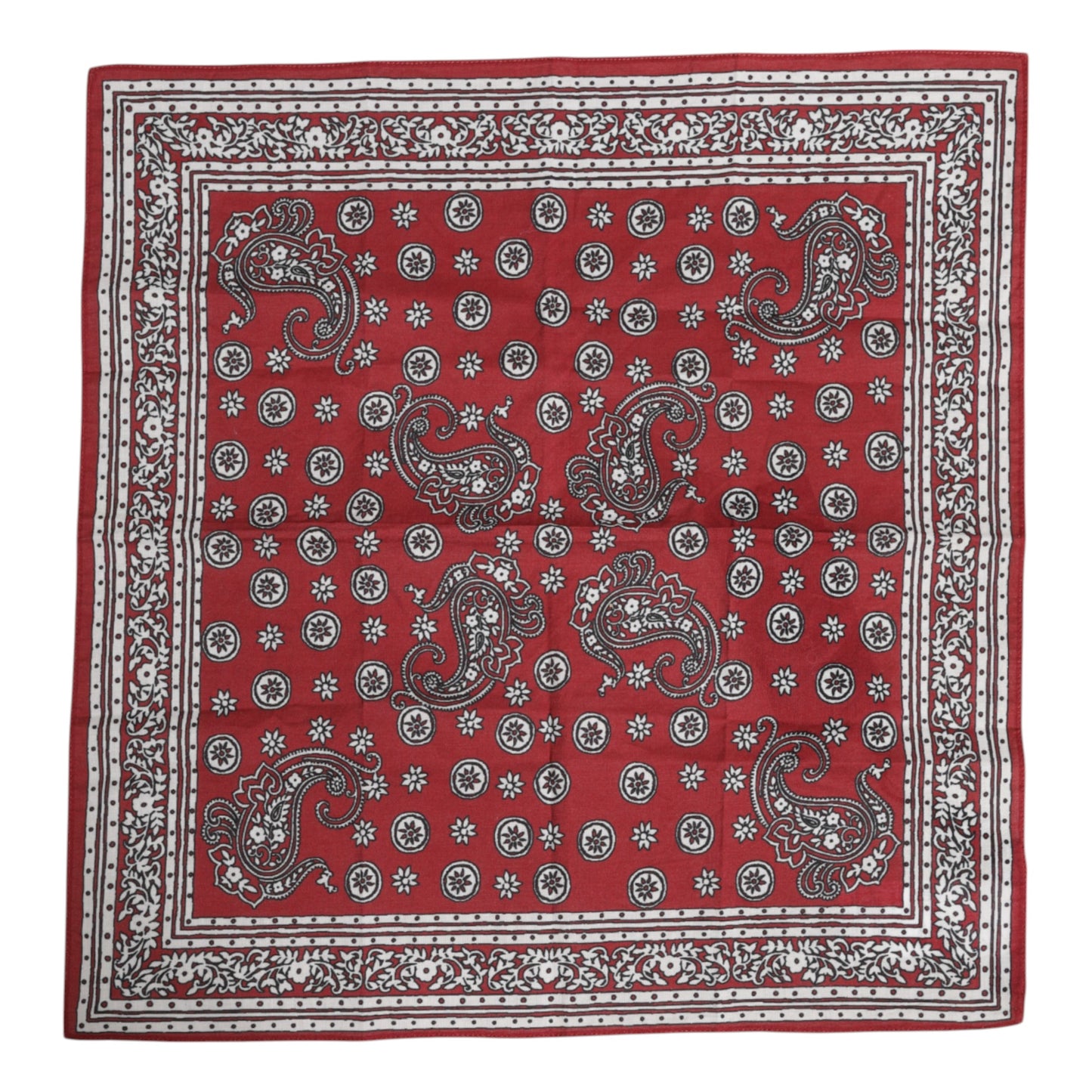 Roter quadratischer Foulard aus Baumwolle mit Blumenmuster