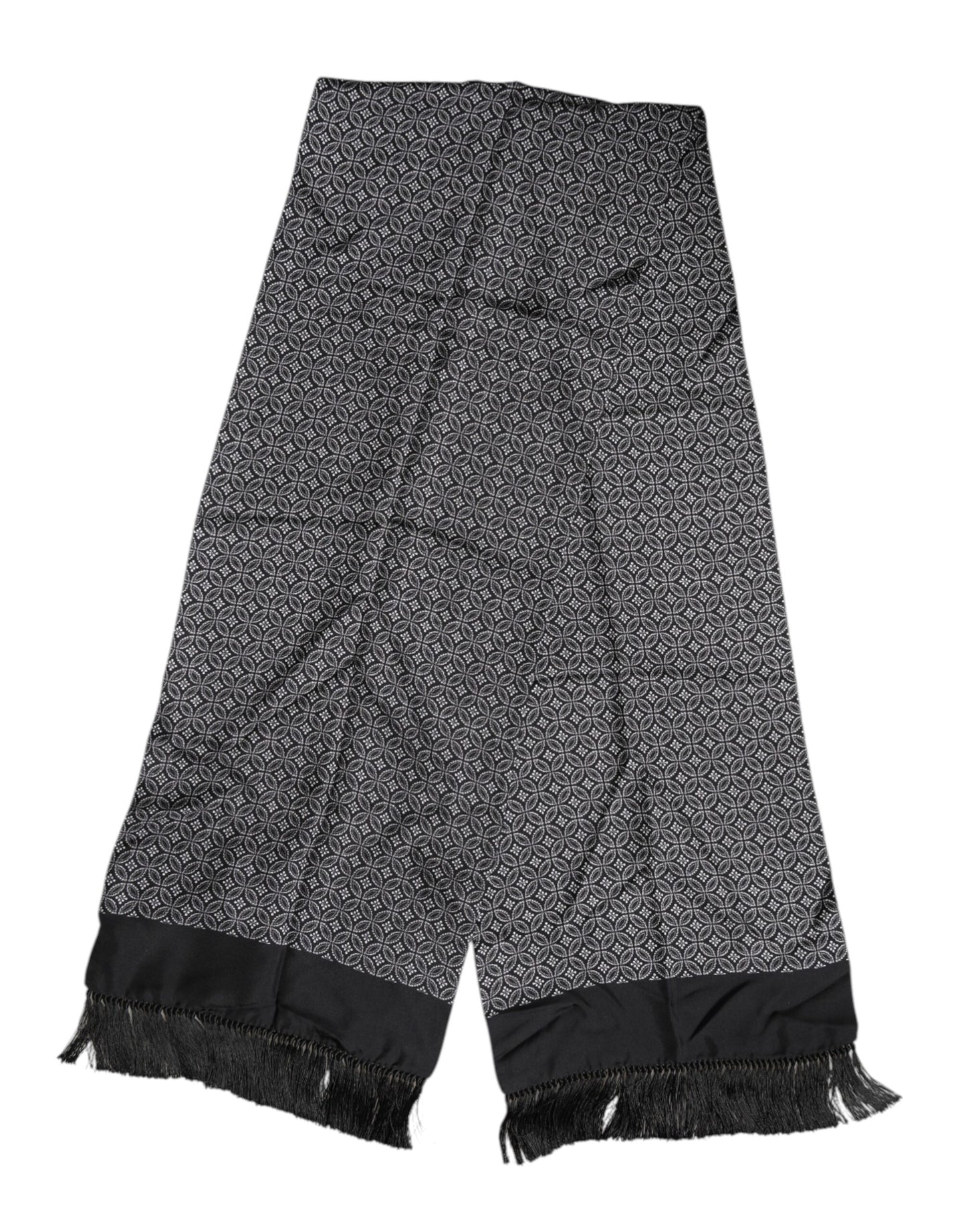 Schwarz gemusterter Herren-Foulard mit Fransen