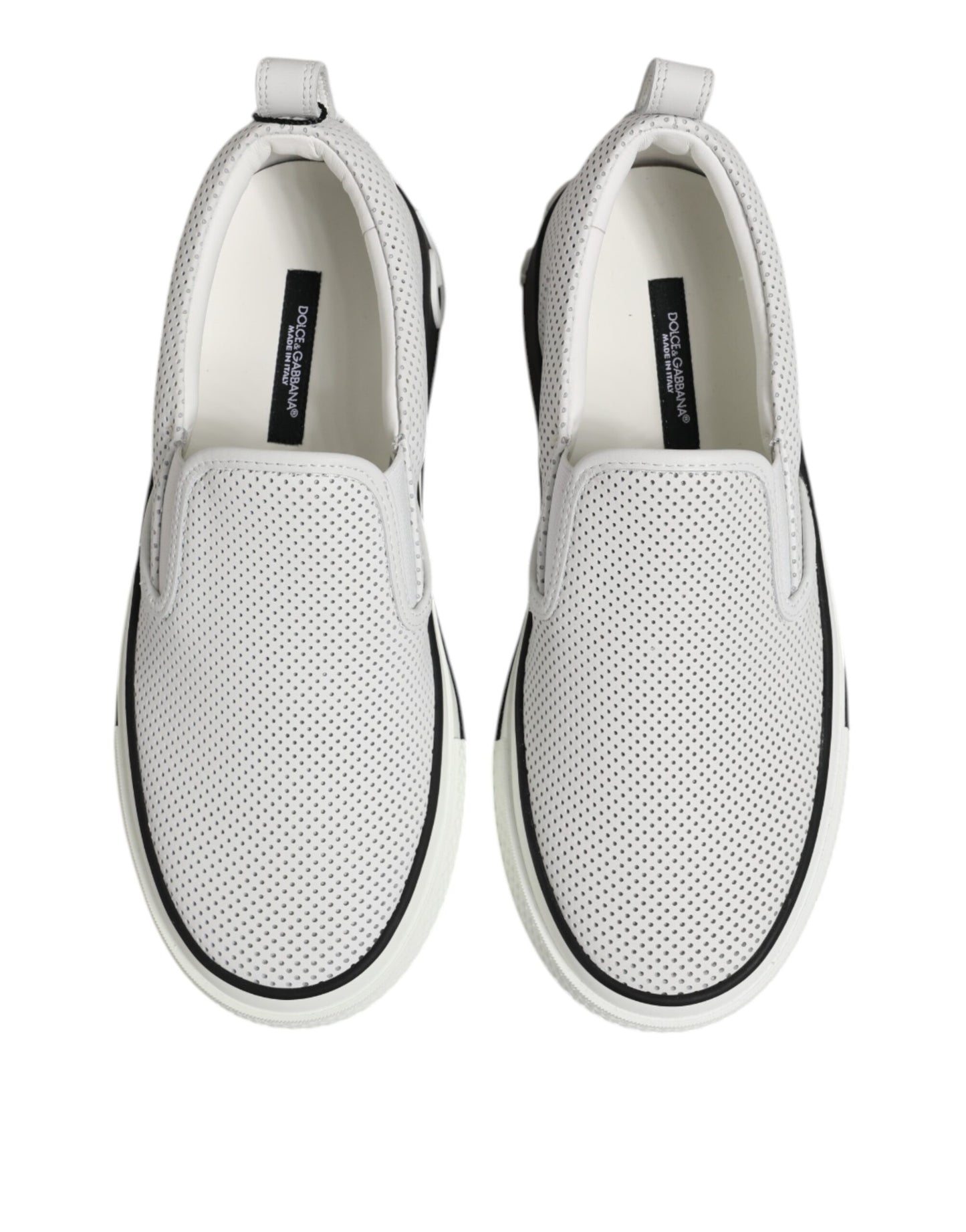 Weiße gepunktete Leder Slip On Herren Sneakers Schuhe