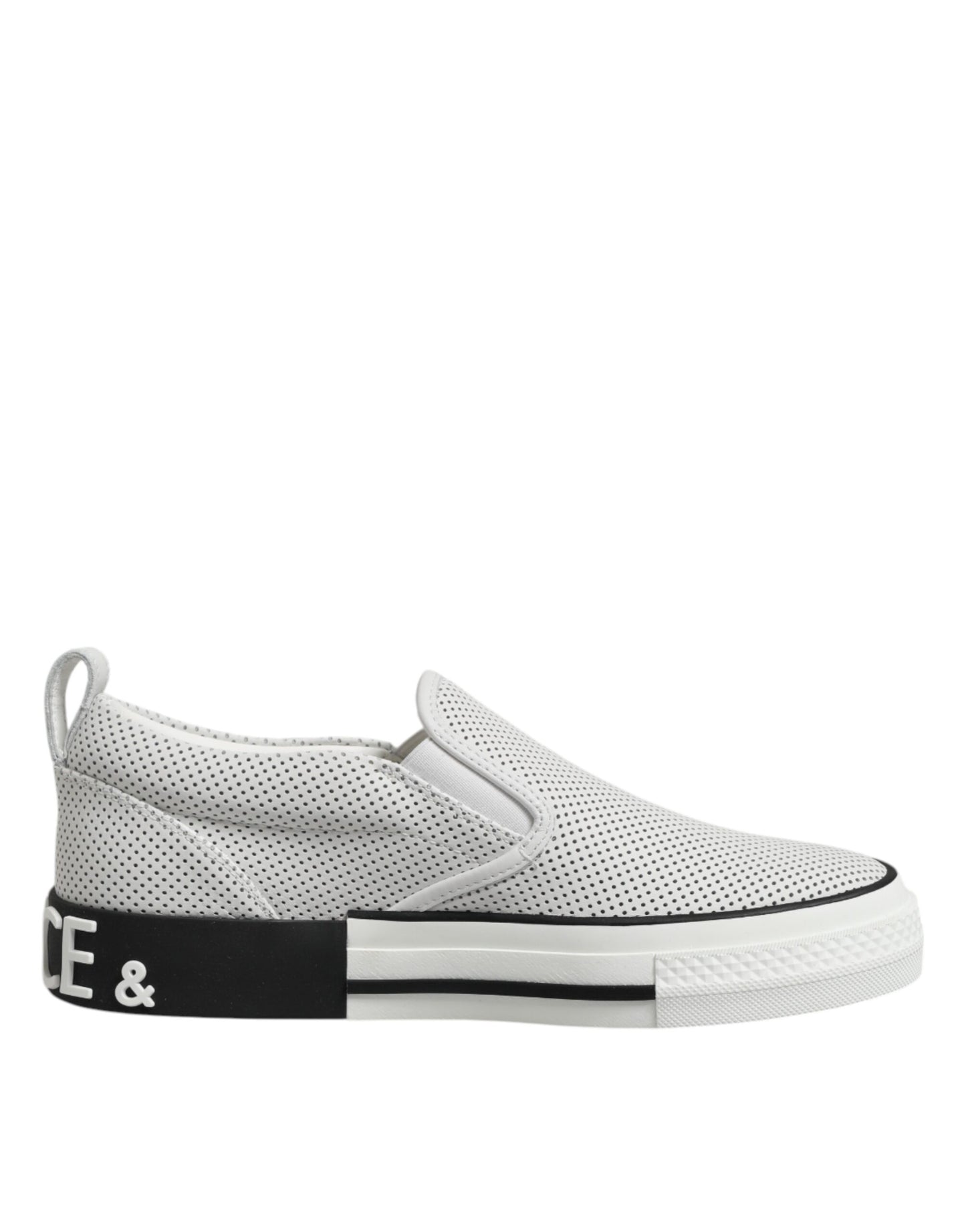 Weiße gepunktete Leder Slip On Herren Sneakers Schuhe