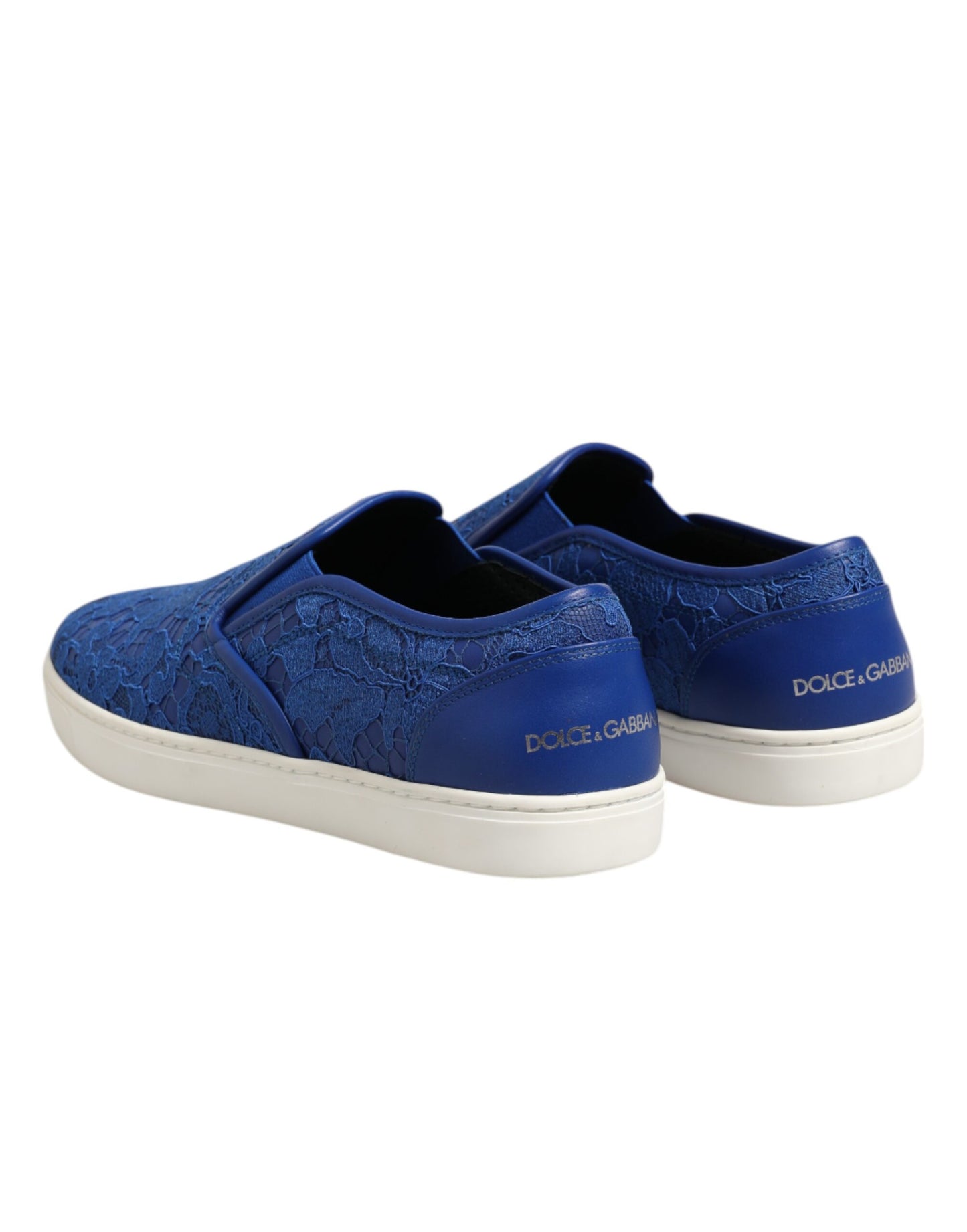 Blaue Slip-On-Sneaker aus Leder mit Schnürung