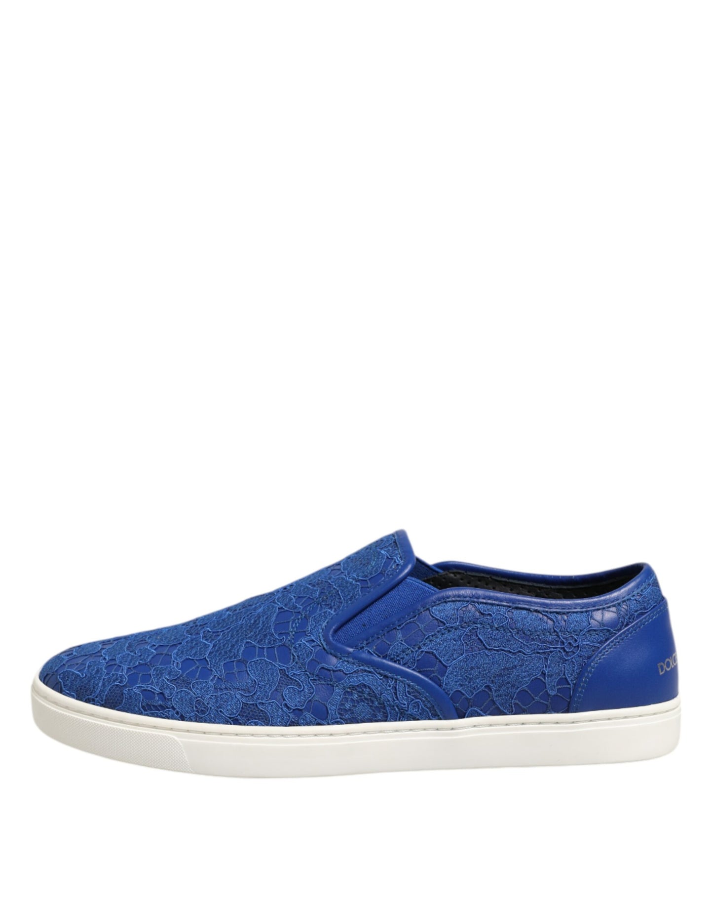 Blaue Slip-On-Sneaker aus Leder mit Schnürung