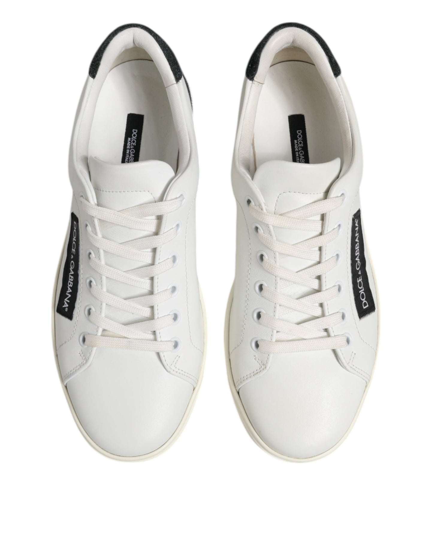 Weiß Schwarz Leder Schnürschuhe Herren Sneakers