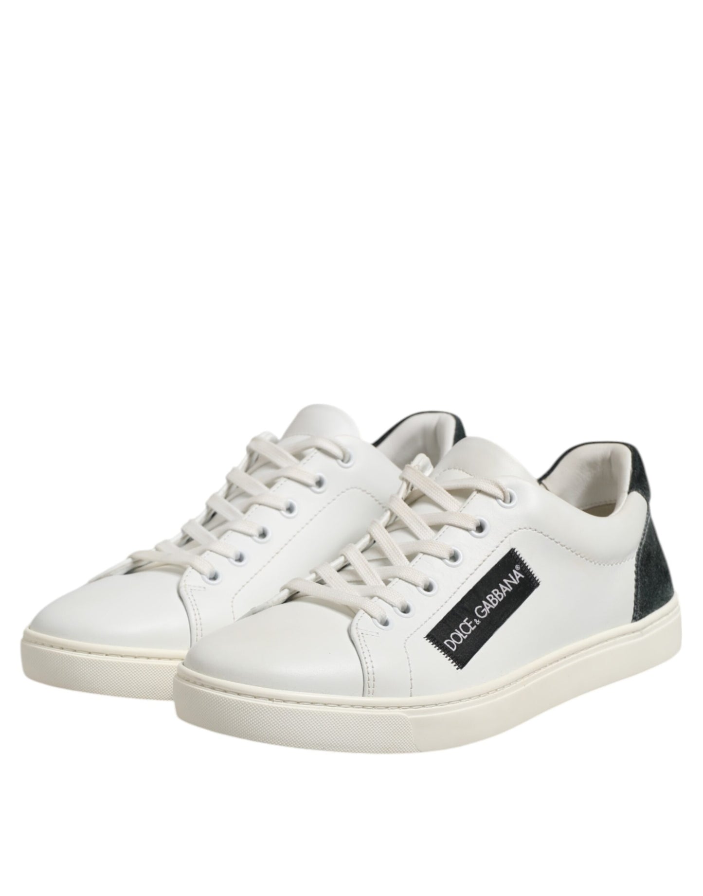 Weiß Schwarz Leder Schnürschuhe Herren Sneakers