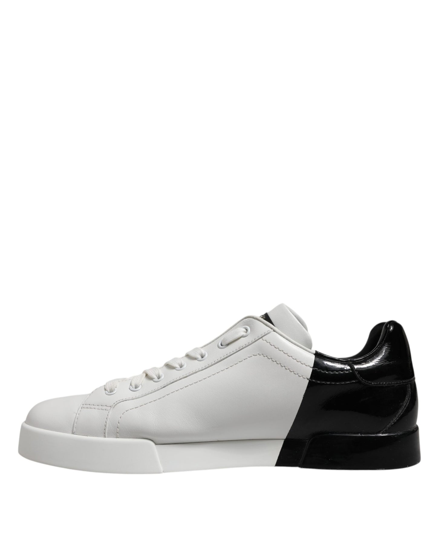 Weiß Schwarz Logo Low Top Leder Sneakers Schuhe