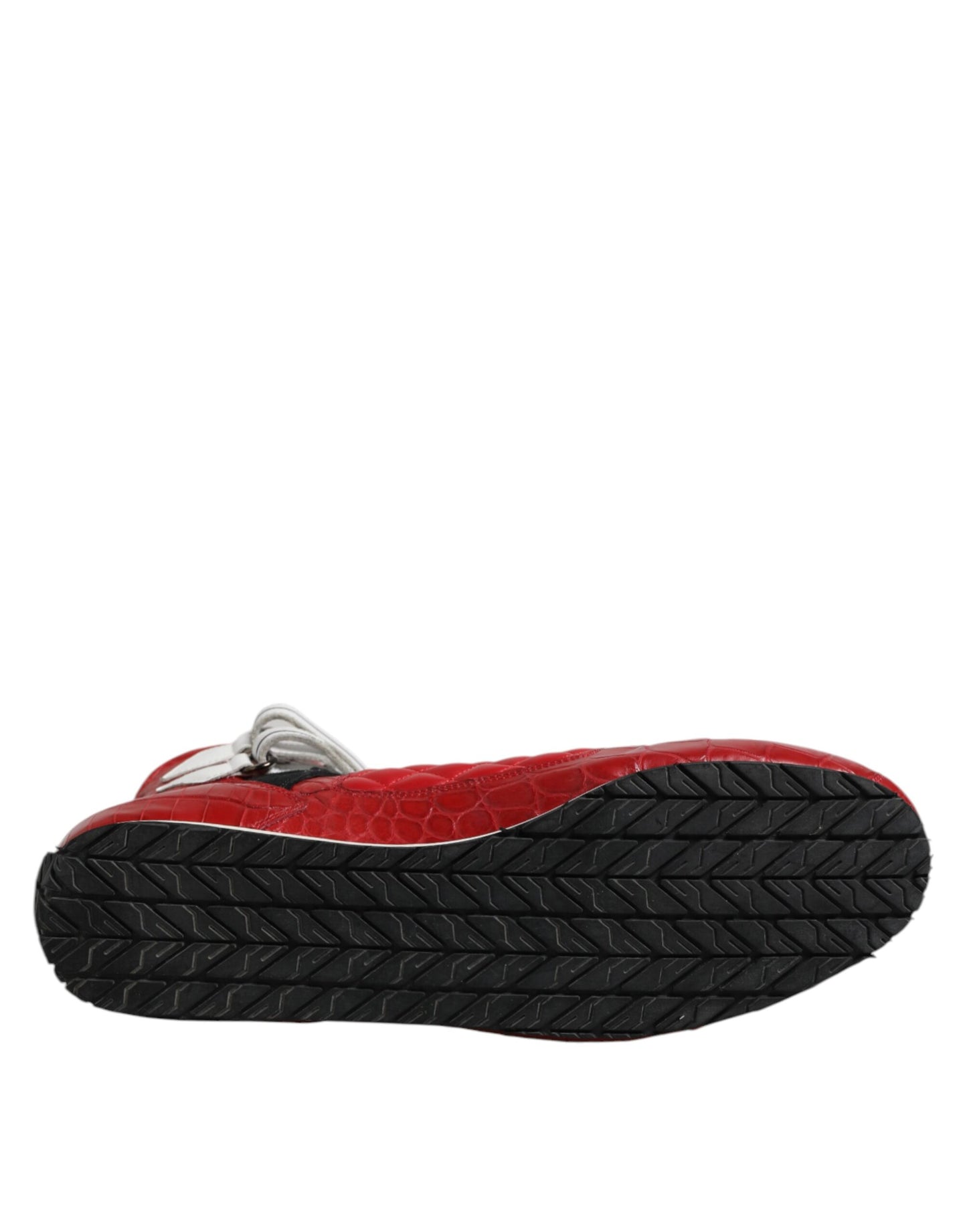Rote gesteppte Leder-Schnürschuhe