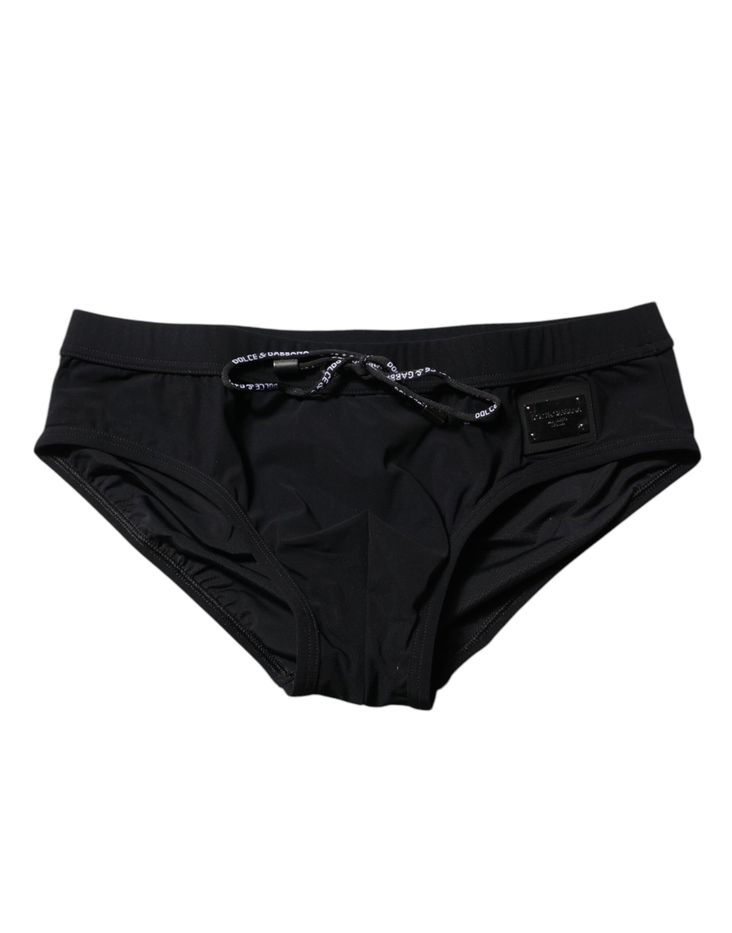 Schwarze Logo-Plakette Herren Beachwear Brief Bademode