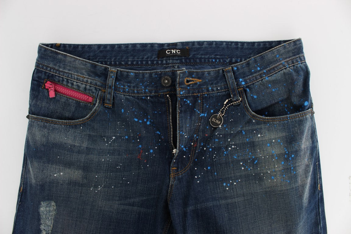 Slim Fit Jeans in blauer Waschung