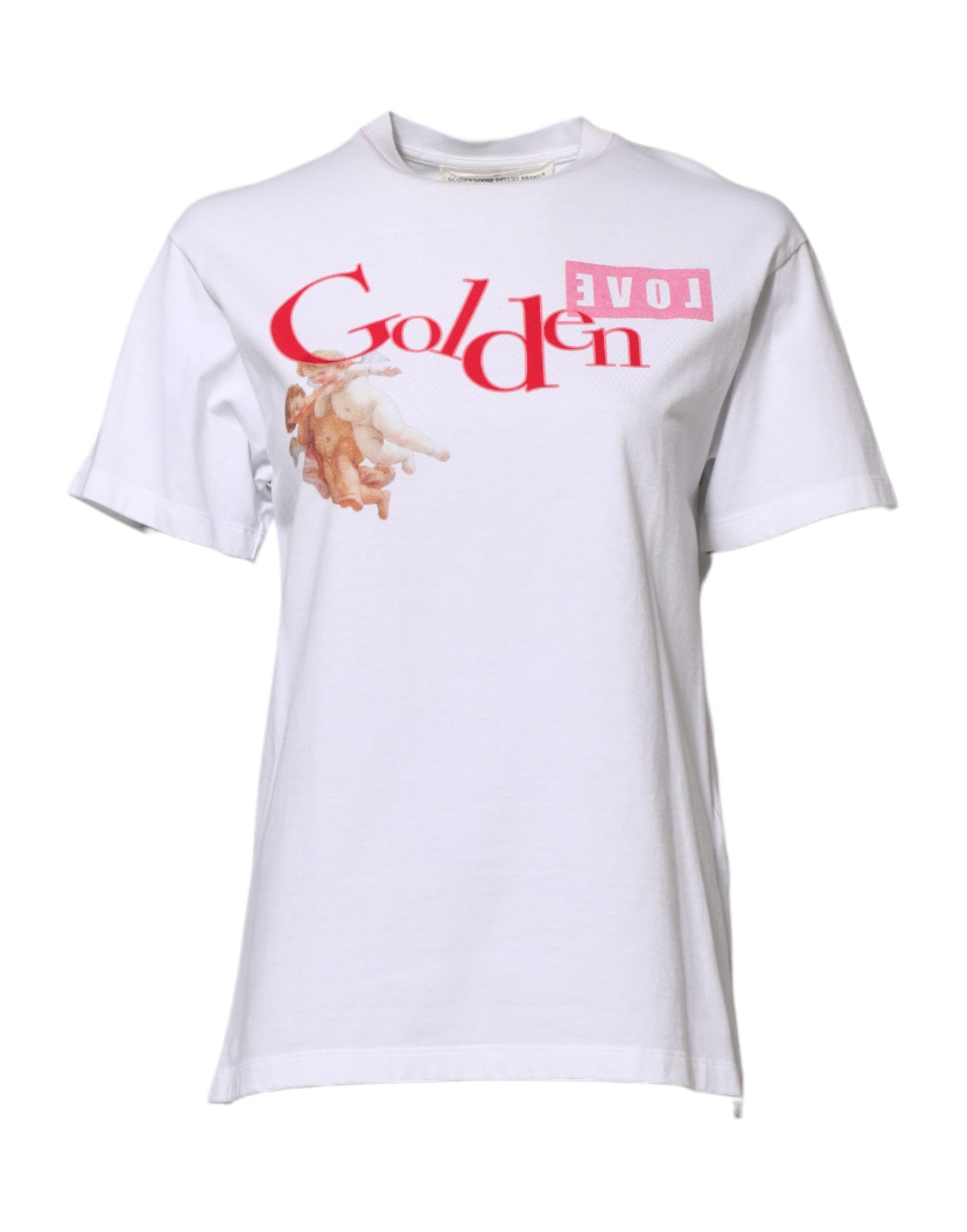 Weißes bedrucktes T-Shirt mit Rundhalsausschnitt