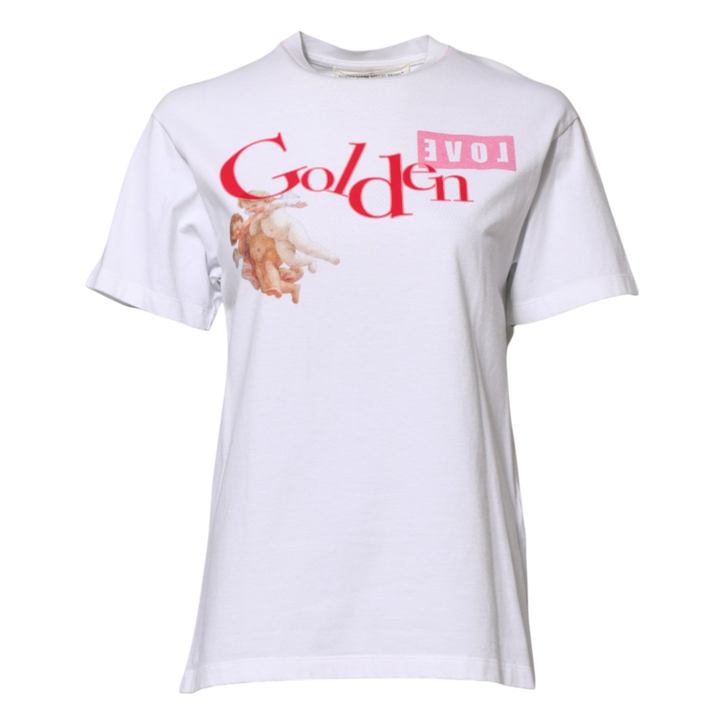 Weißes bedrucktes T-Shirt mit Rundhalsausschnitt